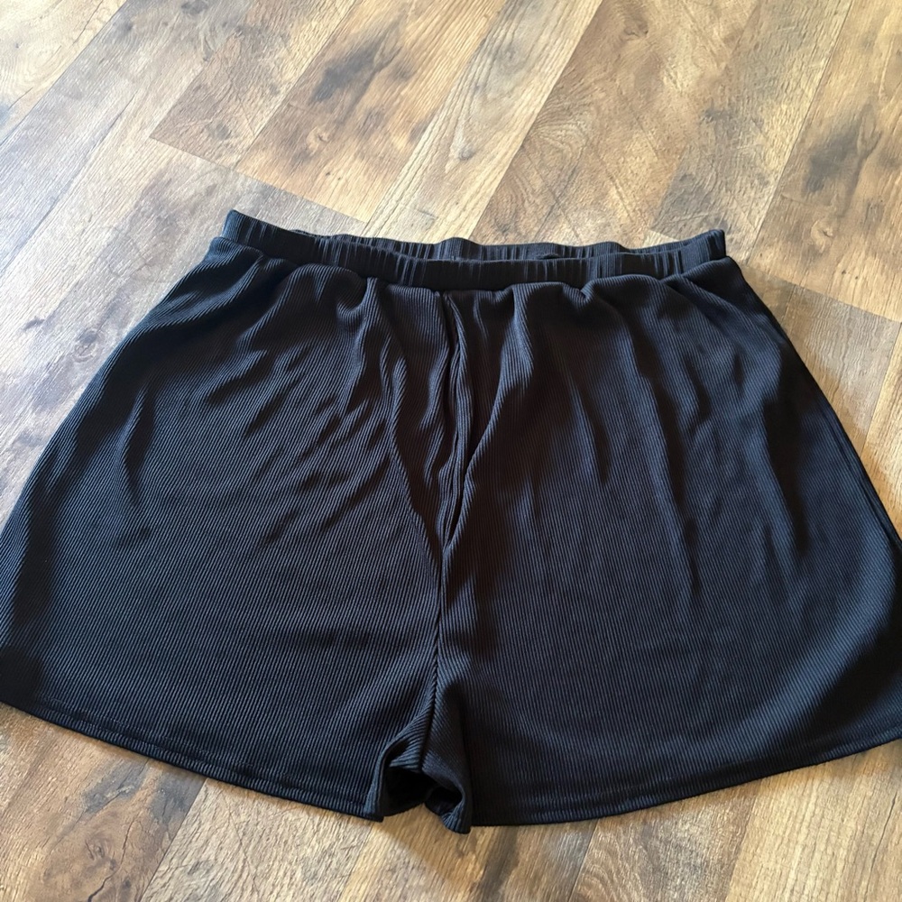 Boohoo Black Ribbed Lounge Athletic Shorts